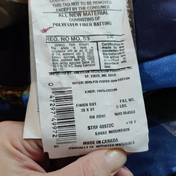 Vintage Wenzel Bald Eagle Mountain Print Sleeping Bag Zip Up Made in Canada AOP - Picture 6 of 7